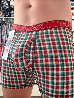 Jockey Red, Green and White Plaid Stretch Boxer Briefs